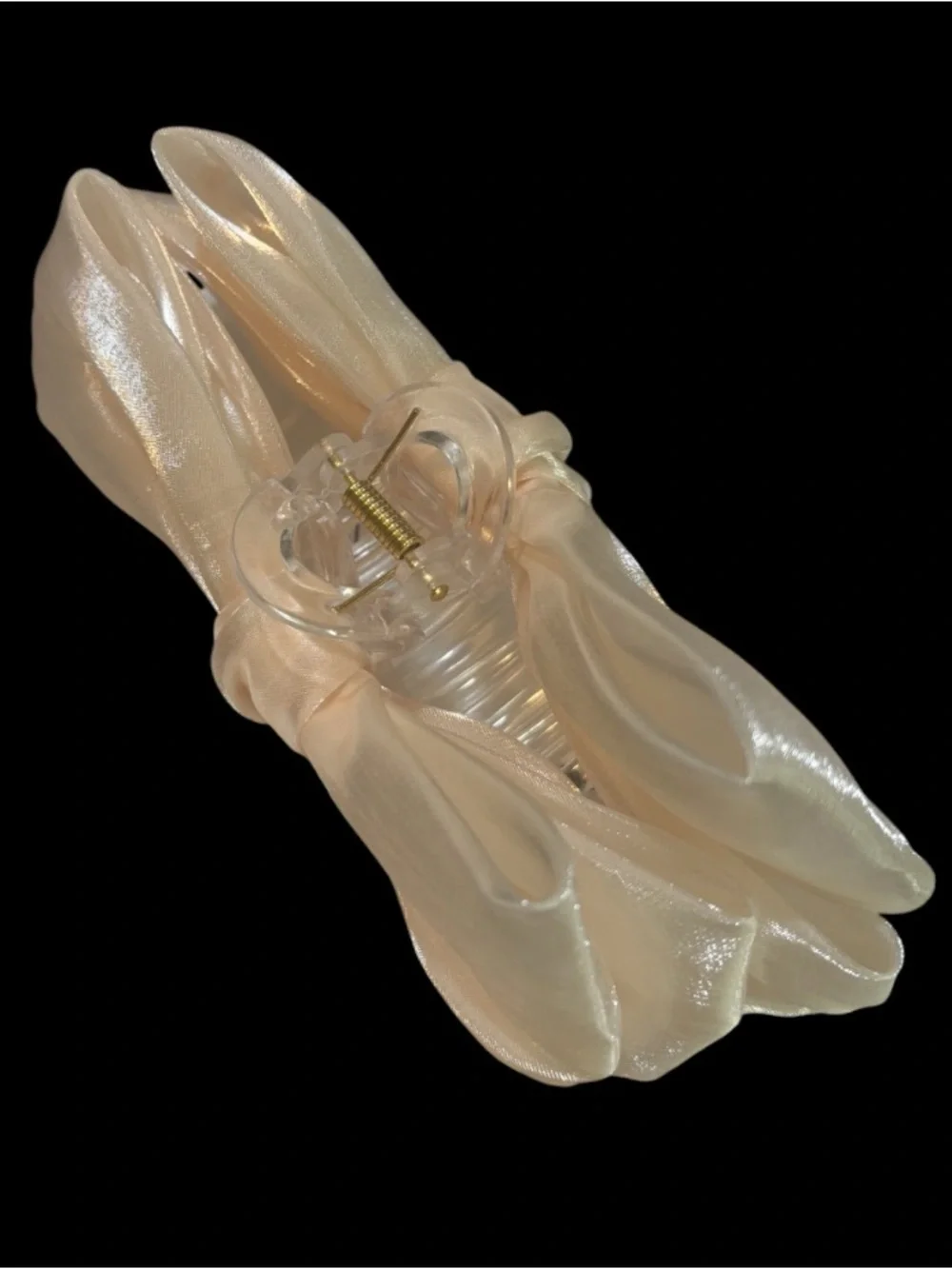 Cream Silky Bow Claw Clip NWOT